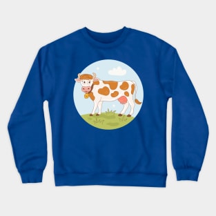 Cow Cartoon Hand Drawn Illustration Crewneck Sweatshirt